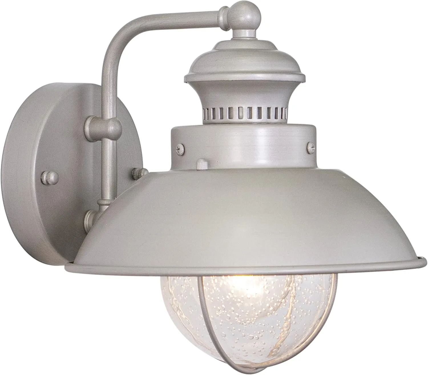 VAXCEL Harwich Brushed Nickel 1 Light Nickel Coastal Barn Dome Outdoor Wall Lantern