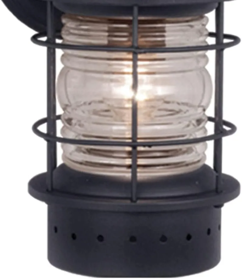 VAXCEL Hyannis 1 Light Bronze Coastal Lantern Cylinder Outdoor Wall Lantern Clear Glass