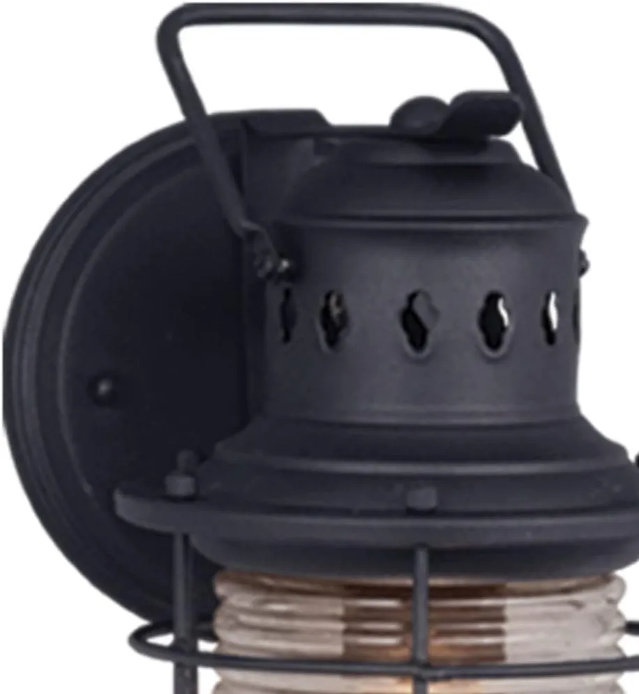 VAXCEL Hyannis 1 Light Bronze Coastal Lantern Cylinder Outdoor Wall Lantern Clear Glass