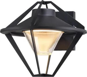 VAXCEL Jackson Steel 1 Light Integrated LED Black Contemporary Outdoor Wall Lantern Clear Glass