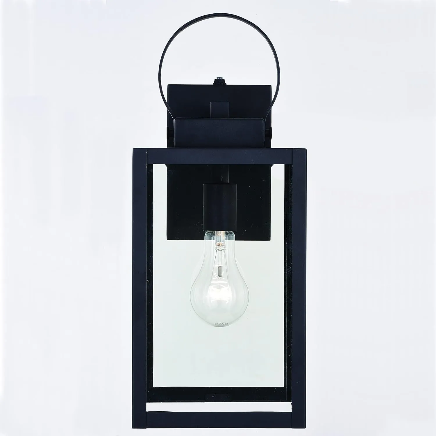 VAXCEL Medinah 7-in. W 1 Light Dusk to Dawn Black Outdoor Wall Lantern Clear Glass