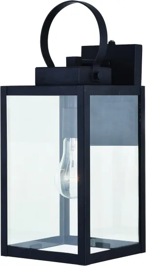 VAXCEL Medinah 7-in. W 1 Light Dusk to Dawn Black Outdoor Wall Lantern Clear Glass