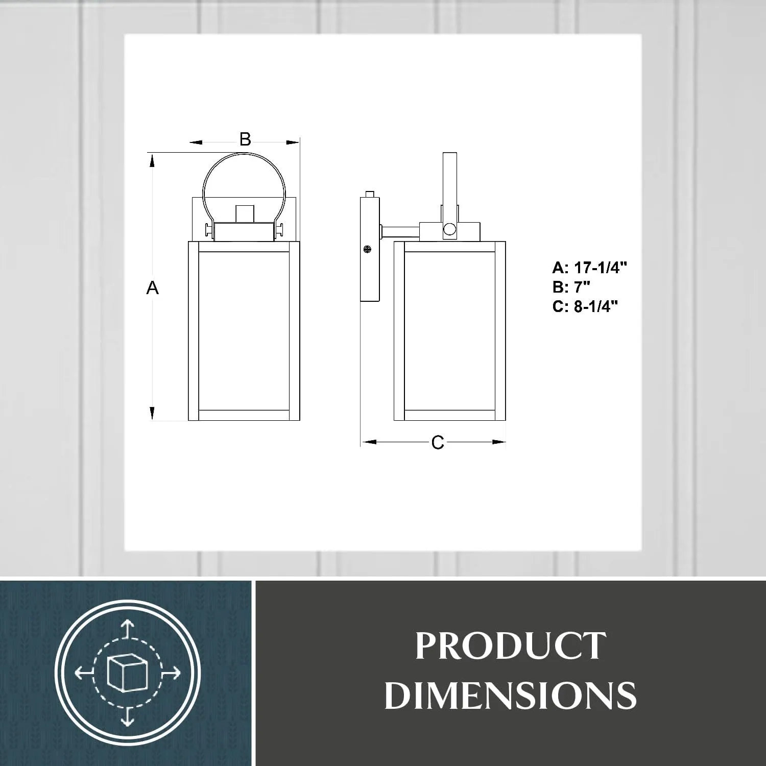 VAXCEL Medinah 7-in. W 1 Light Dusk to Dawn Black Outdoor Wall Lantern Clear Glass