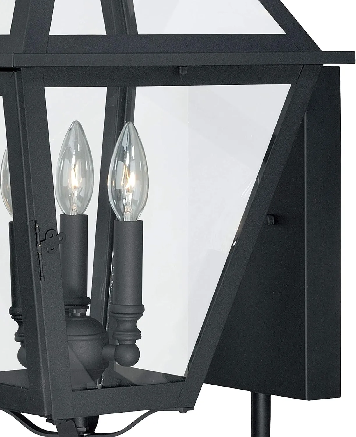 VAXCEL Nottingham 3 Light Black Empire Outdoor Wall Lantern Clear Glass