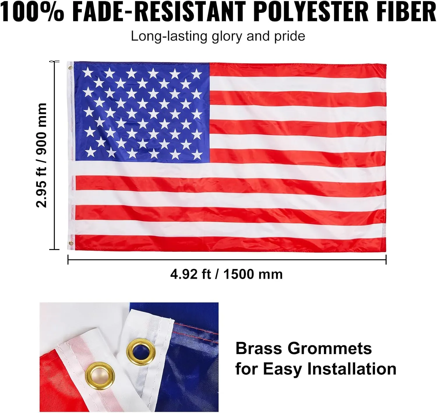 VEVOR 25FT Telescoping Flag Pole Kit, Heavy Duty Aluminum Alloy in Ground Flag Poles for Outside, 3 Display Modes Flagpole with 3x5 American Flag, Professional Accessories, Black