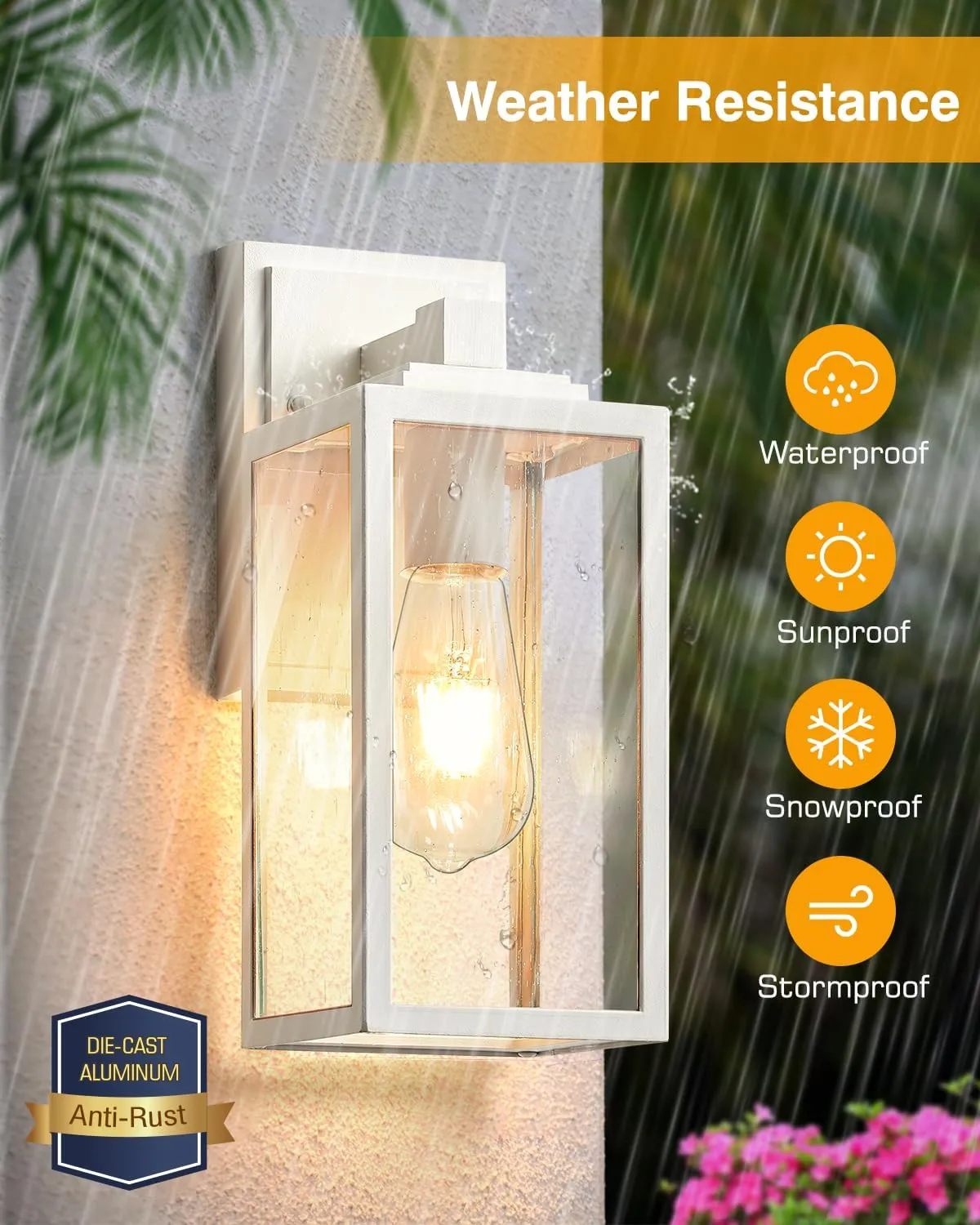 VIANIS 2 Pack Outdoor Light Fixture, White Outside Wall Lighting Lantern, Anti-Rust Porch Lights Outdoor, 100% Aluminum Exterior Lights for House, Patio, Doorway