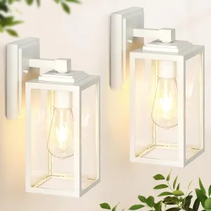VIANIS 2 Pack Outdoor Light Fixture, White Outside Wall Lighting Lantern, Anti-Rust Porch Lights Outdoor, 100% Aluminum Exterior Lights for House, Patio, Doorway