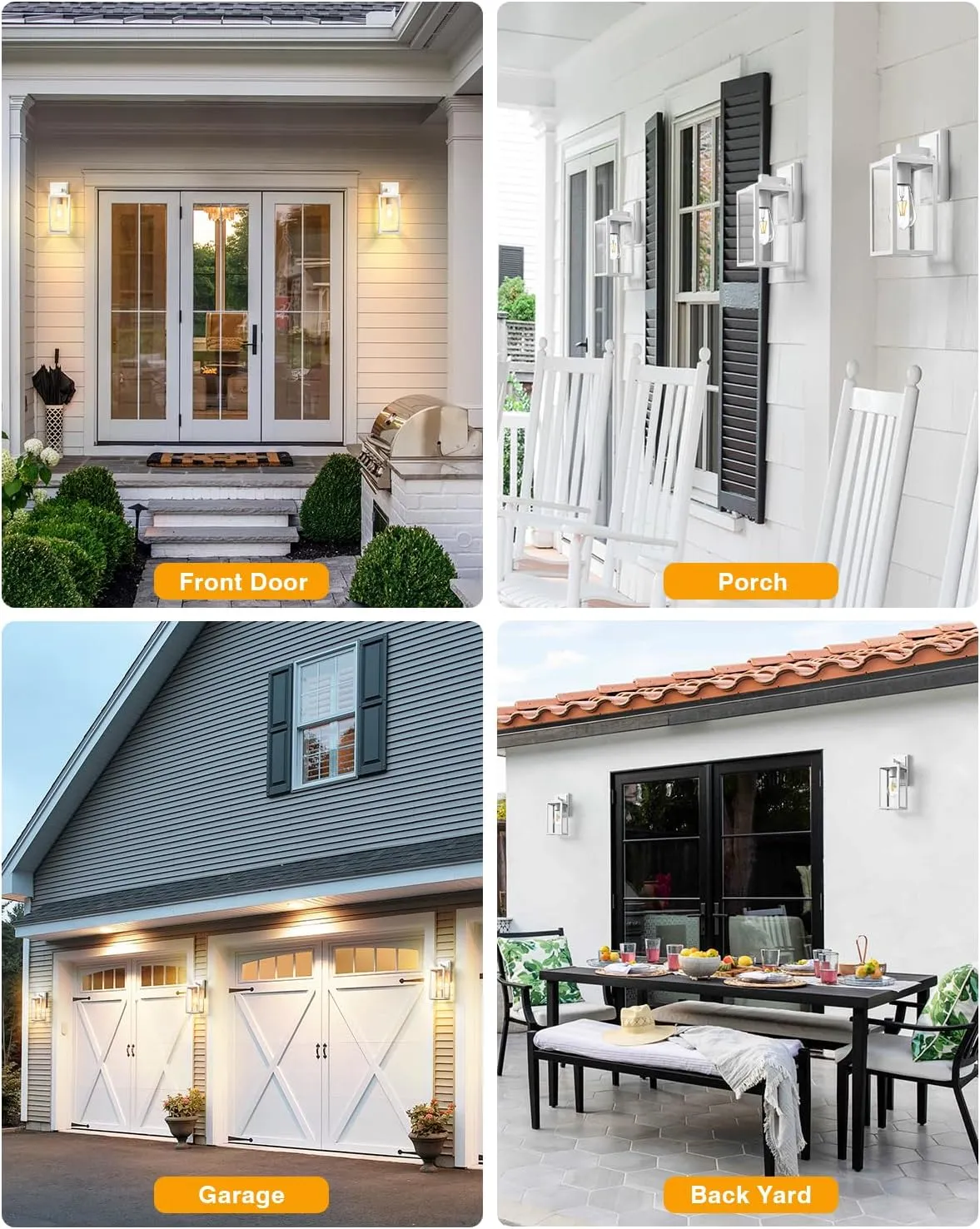 VIANIS 2 Pack Outdoor Light Fixture, White Outside Wall Lighting Lantern, Anti-Rust Porch Lights Outdoor, 100% Aluminum Exterior Lights for House, Patio, Doorway