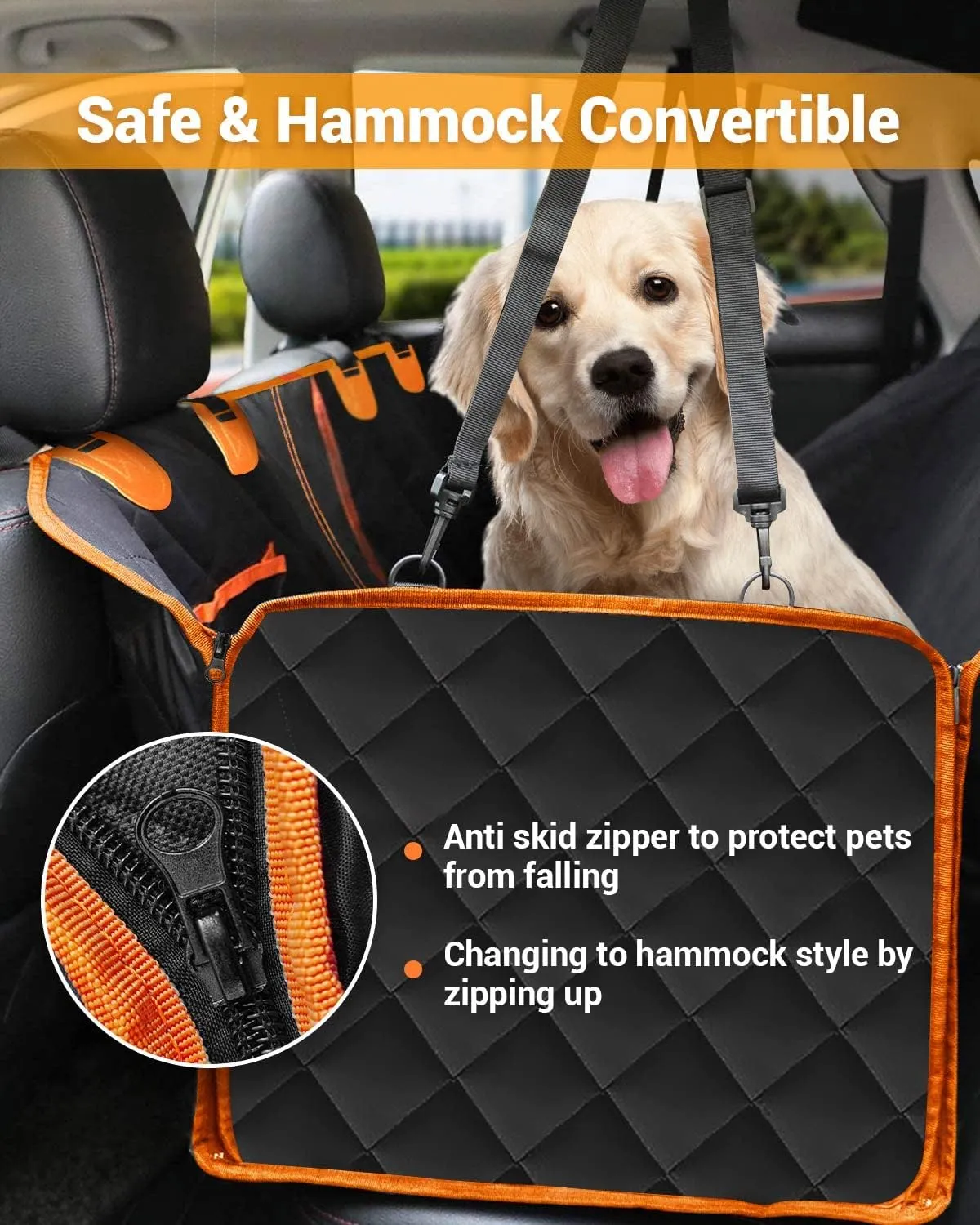 Victoper Dog Car Seat Cover, Heavy Durable Dog Seat Cover for Back Seat, 100% Waterproof Scratch Proof Nonslip Dog Hammock for Car with Side Flap, Pet Back Seat Covers Large 60" W x 64" L