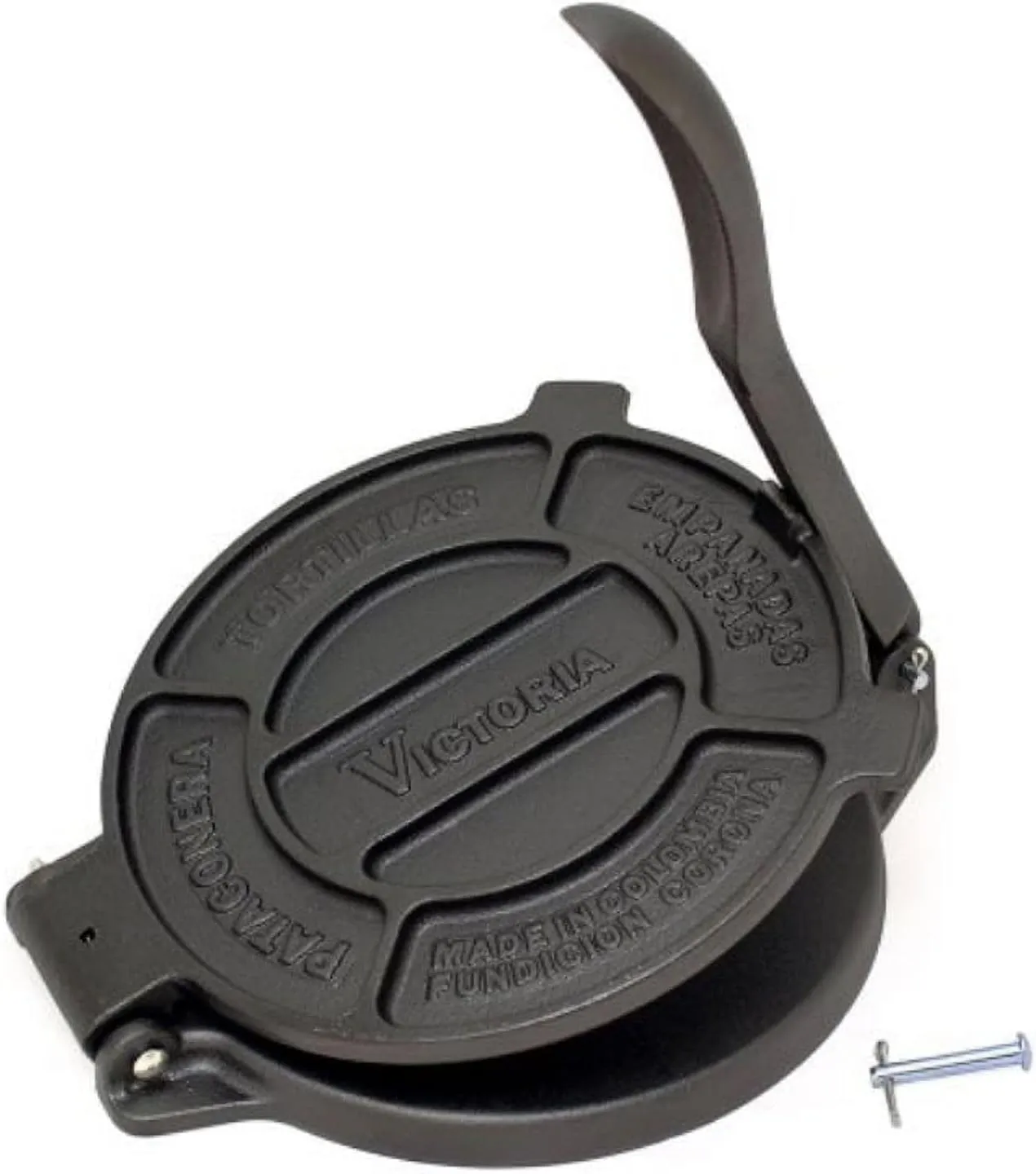 Victoria 8 Inches Cast Iron Tortilla Press, Roti Maker and Tortilladora, Pataconera Seasoned with Flaxseed Oil, Made in Colombia