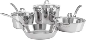 Viking 3-Ply Pots and Pans Set, 7 Piece Stainless Steel Kitchen Cookware, Silver