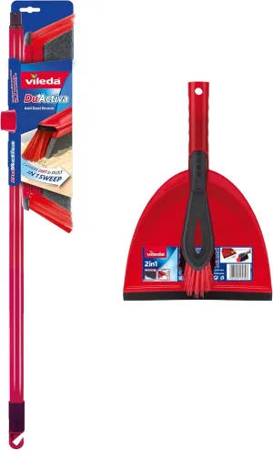 Vileda 160496 DuActiva 2-in-1 Anti-Dust Broom Plus 2in1 Dustpan and Brush Set