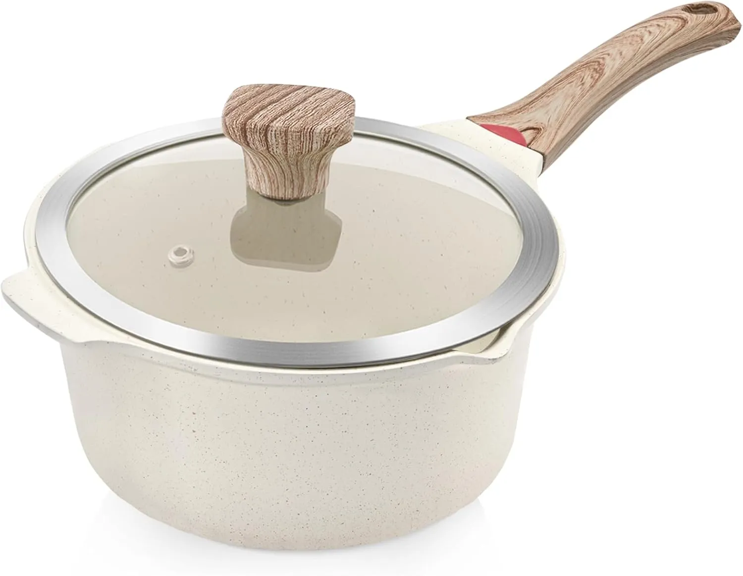VINCHEF Nonstick Stockpot With Lid 4 Quart, Large Saucepan with Stay Cool Handle, Deep Kitchen Cooking Pot Induction Stock Pots, Dishwasher Safe, Compatible for All Stove Top, PFAS/PFOA Free White