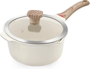 VINCHEF Nonstick Stockpot With Lid 4 Quart, Large Saucepan with Stay Cool Handle, Deep Kitchen Cooking Pot Induction Stock Pots, Dishwasher Safe, Compatible for All Stove Top, PFAS/PFOA Free White
