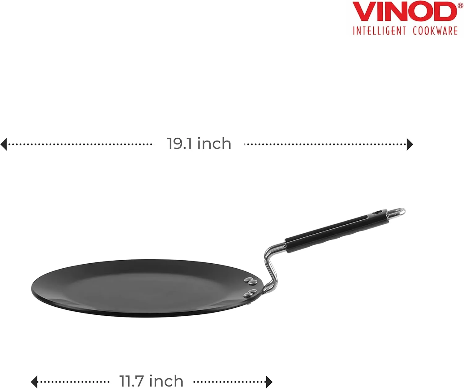 Vinod Cookware Hard Anodized Cooking Griddle (Tawa) - Anodized Aluminum Griddle Pan - Non Stick Pan with Anti Scratch Surface - (Black) - (11 IN / 28 CM)