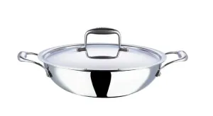 Vinod Platinum Triply Stainless Steel Deep Kadai with Lid -28cm (3.7L) (Induction Friendly)