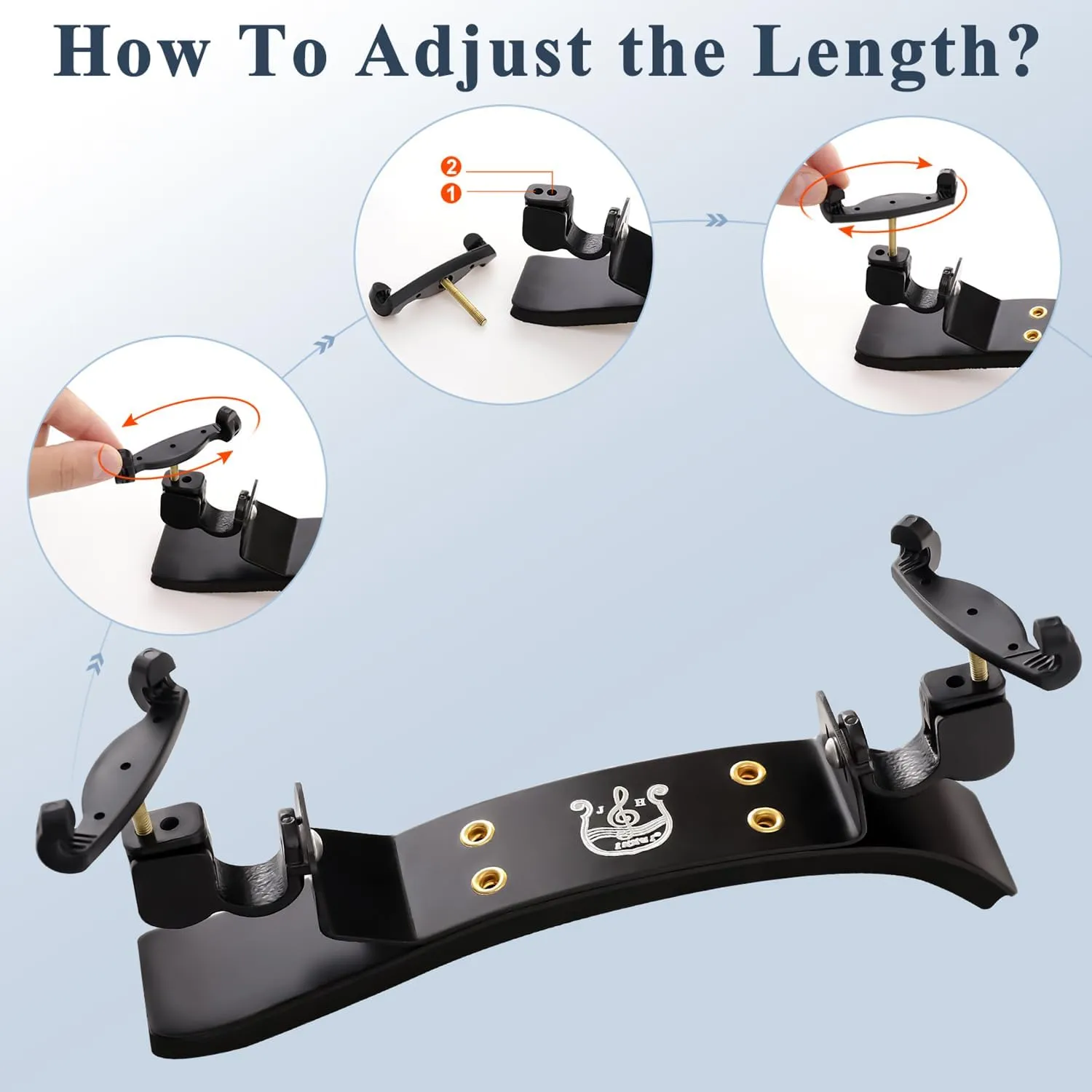 Violin Shoulder Rest for 4/4 Size, Premium Aluminum Alloy Violin Shoulder Rest with Thicken Comfortable Foam Pad & Height Adjustable Feet