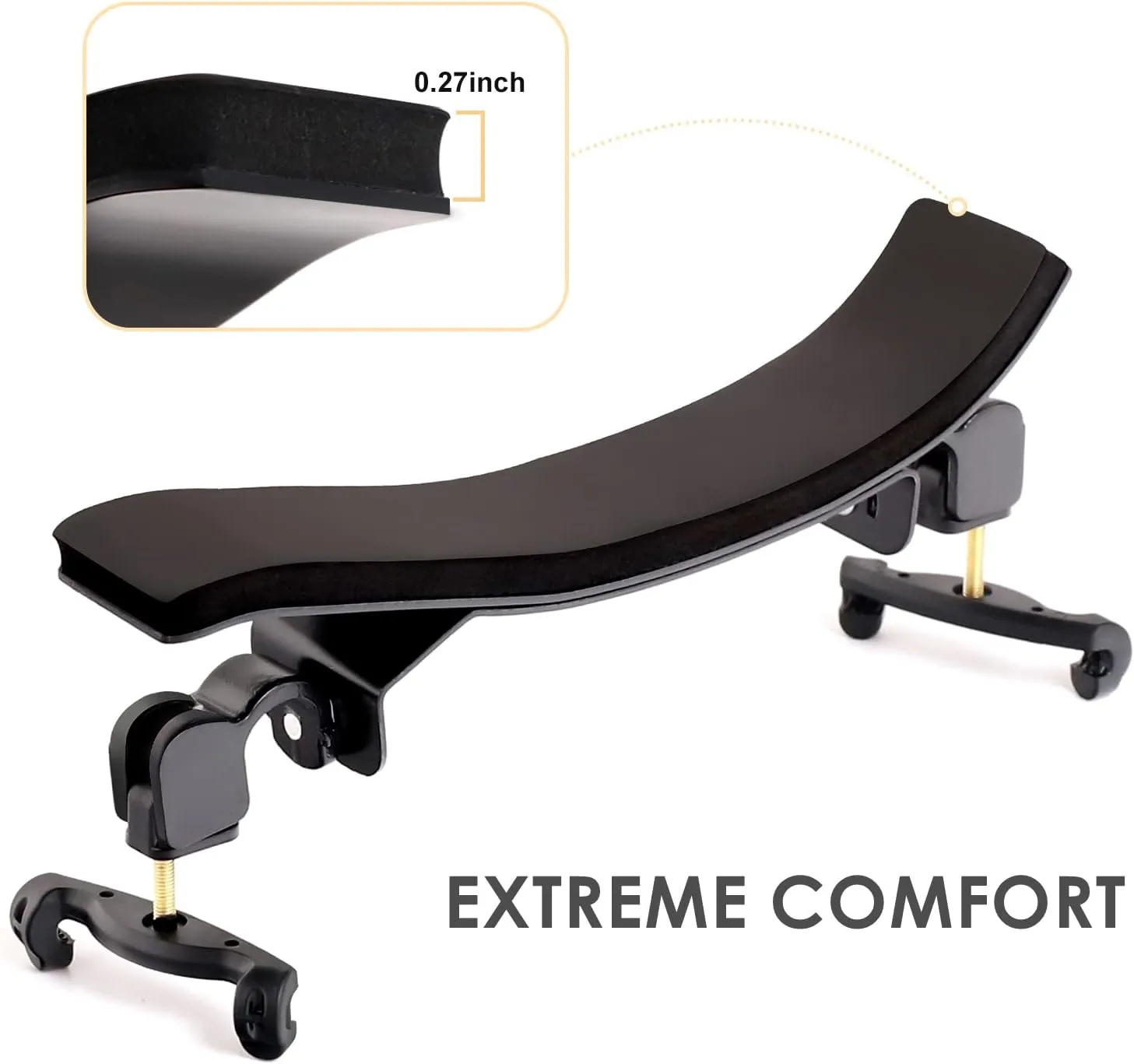 Violin Shoulder Rest for 4/4 Size, Premium Aluminum Alloy Violin Shoulder Rest with Thicken Comfortable Foam Pad & Height Adjustable Feet