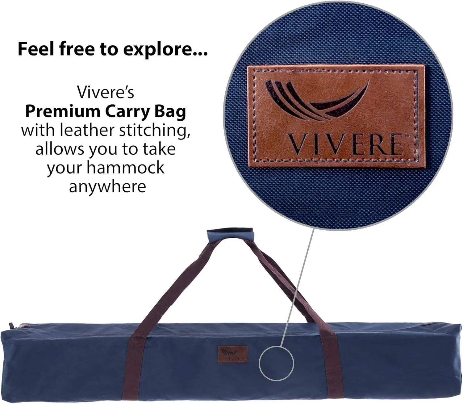 Vivere Double Cotton Hammock with Space Saving Steel Stand, Upgraded Polyester End Strings 450 lb Capacity - Premium Carry Bag Included - USA Grown Cotton (Tranquility)