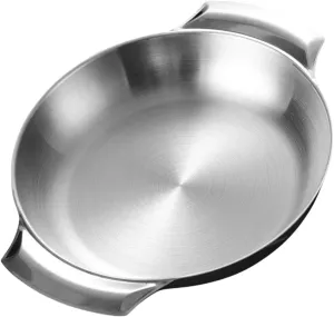 VOSAREA Stainless Steel Hot Pot and Camping Frying Pan with Double Handles - Versatile Cooking Pot for Seafood - Paella and Daily Use Ideal for Serving and Gifting