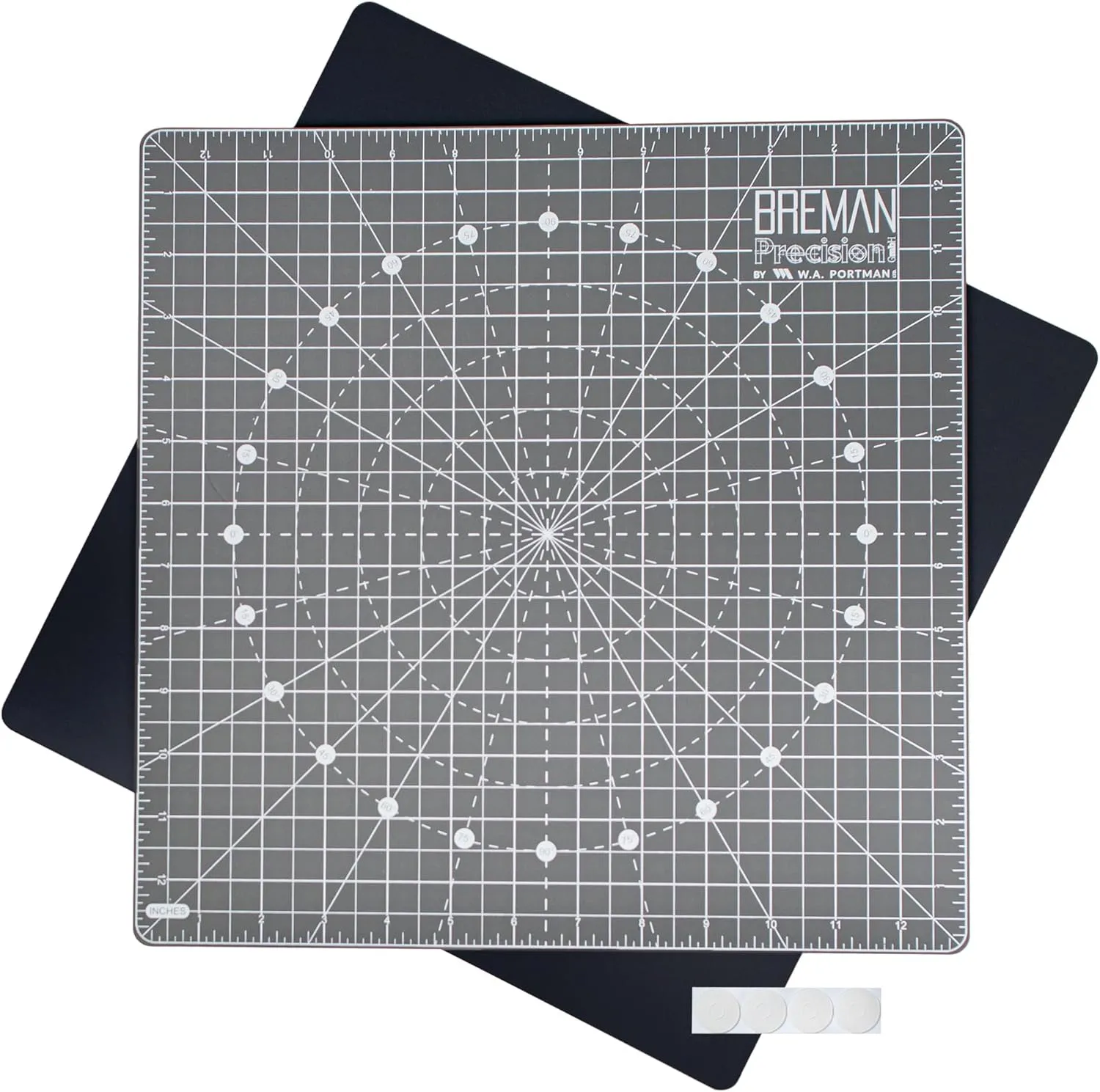 WA Portman Rotary Self Healing Cutting Mat Set - 13x13 Inch Rotating Cutting Mats for Quilting, Sewing, and Crafting - Non-Slip Backing with Grippers - 360 Degrees Full Rotation Cutter Board
