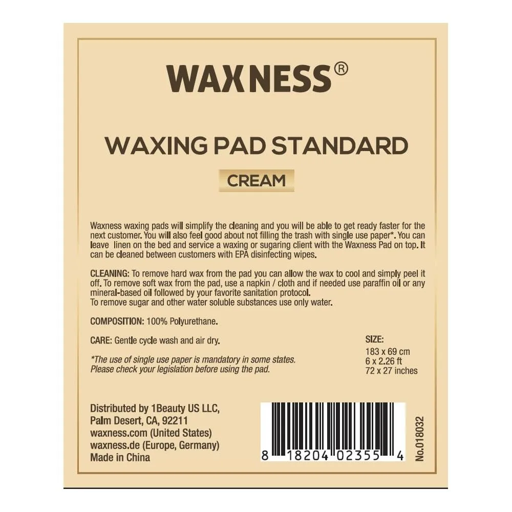 Waxness Non-Sticky Sugaring and Waxing Pad Standard 72" X 27" Cream
