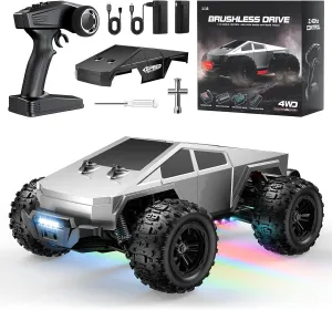 WayEee RC Truck 1/16 Fast Cars Toys for Adults and Boys 8 , Max 35 mph High Speed Car, 2.4GHz Remote Control, 2 Replaceable PVC Shell, 4WD All Terrain Vehicle, Colorful LED Lights