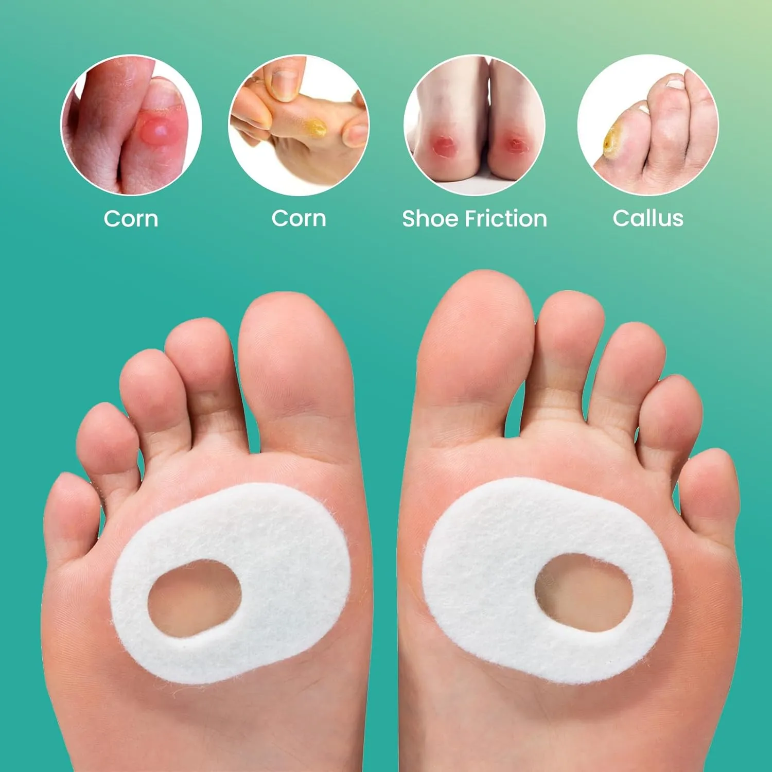 Welnove 84pcs Callus Pad with Water-Resistant Self-Stick Adhesive, Protects Foot, Heel and Toes from Rubbing and Friction,Oval Shape Design,Reduce Pressure and Friction from Shoes Rubbing-White
