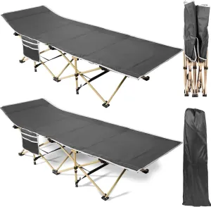 Wenqik 2 Pack 450lbs Max Load Camping Cot for Adults with Carry Bag Portable Folding Outdoor Sleeping Cot Heavy Duty Bed for Traveling Camp Military Office Nap Beach Home Lounging