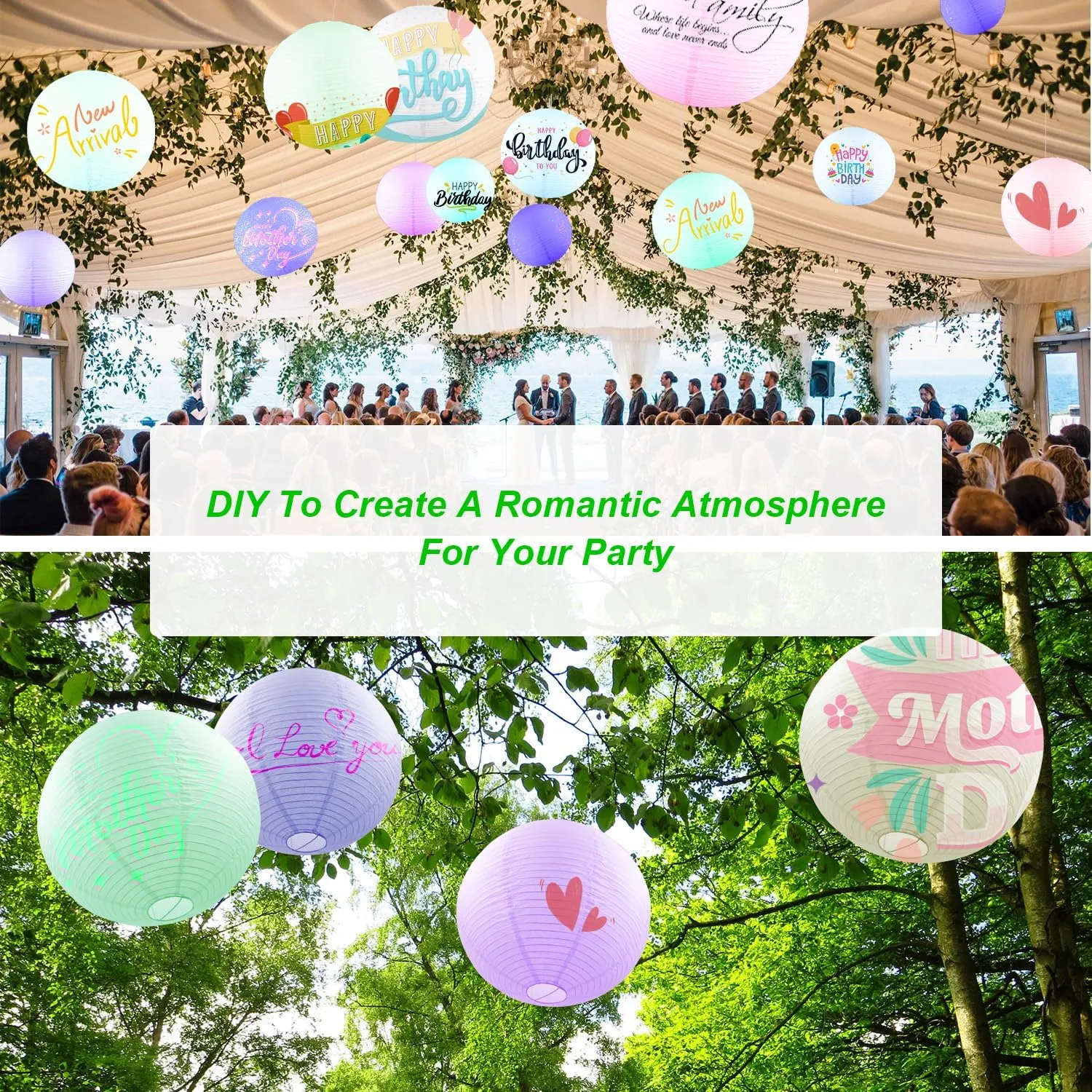 White Round Paper Lanterns-19.68" Large Hanging Paper Lantern Lamp, Chinese/Japanese Paper Lantern Pendant Light for Party Decoration, Wedding, Home Decor Ceiling Lampshade(1 Pack)