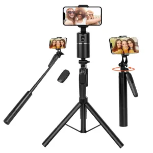 Wigearss 1.6M Selfie Stick Tripod Stand Phone Tripod with Remote Can be Used in Combination with Face Tracking Phone Holder Compatible with Android iOS (Face Tracking Phone Holder not Included)