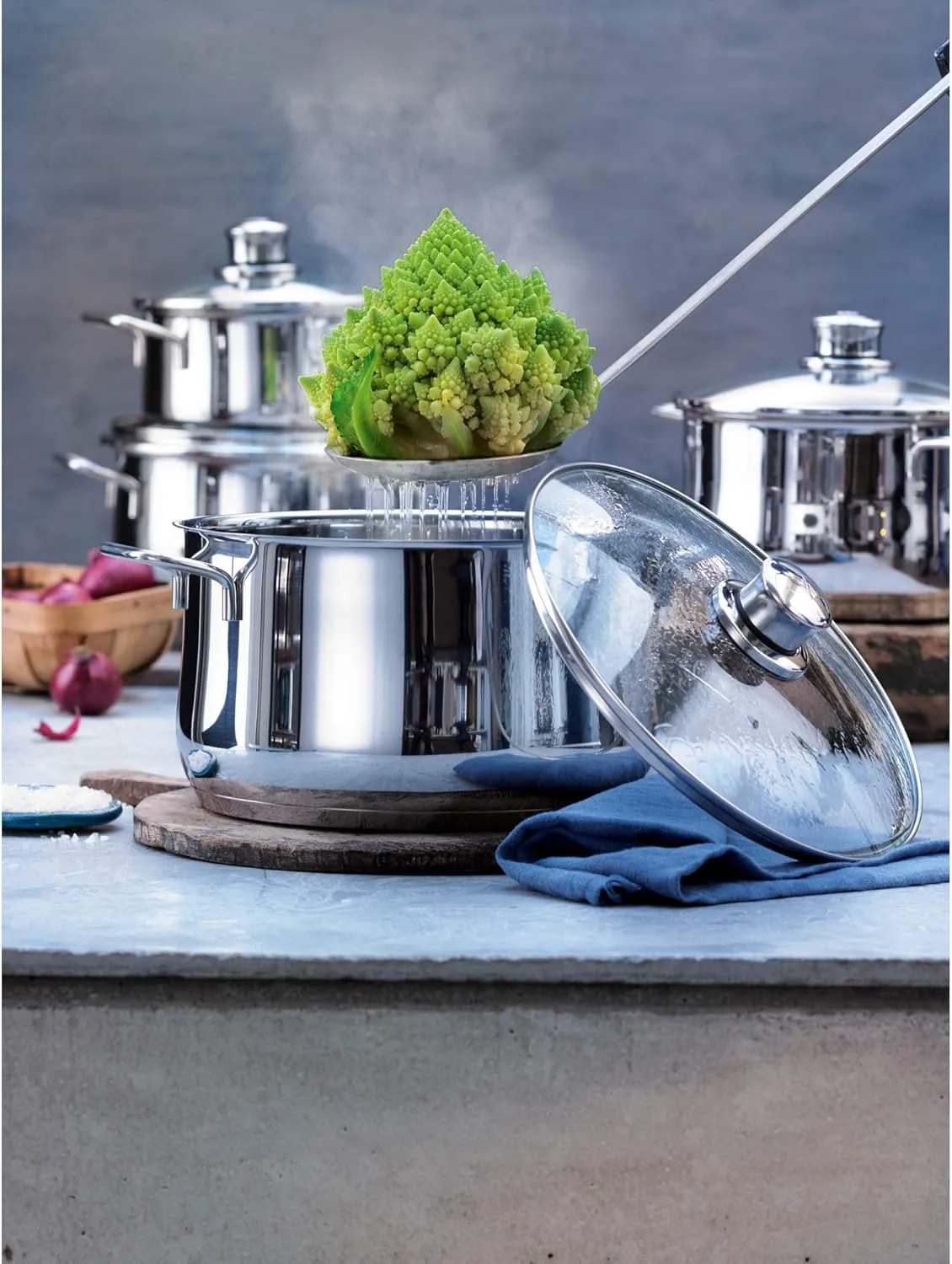 WMF Diadem Plus Low Casserole with Lid, 18/10 Stainless Steel, 24 cm