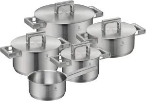 WMF Ultimate Cool 5-Piece Induction Saucepan Set with Stainless Steel Lid, Matt Cromargan Stainless Steel, Induction Pots Set, Uncoated, Inner Scale, Dishwasher Safe