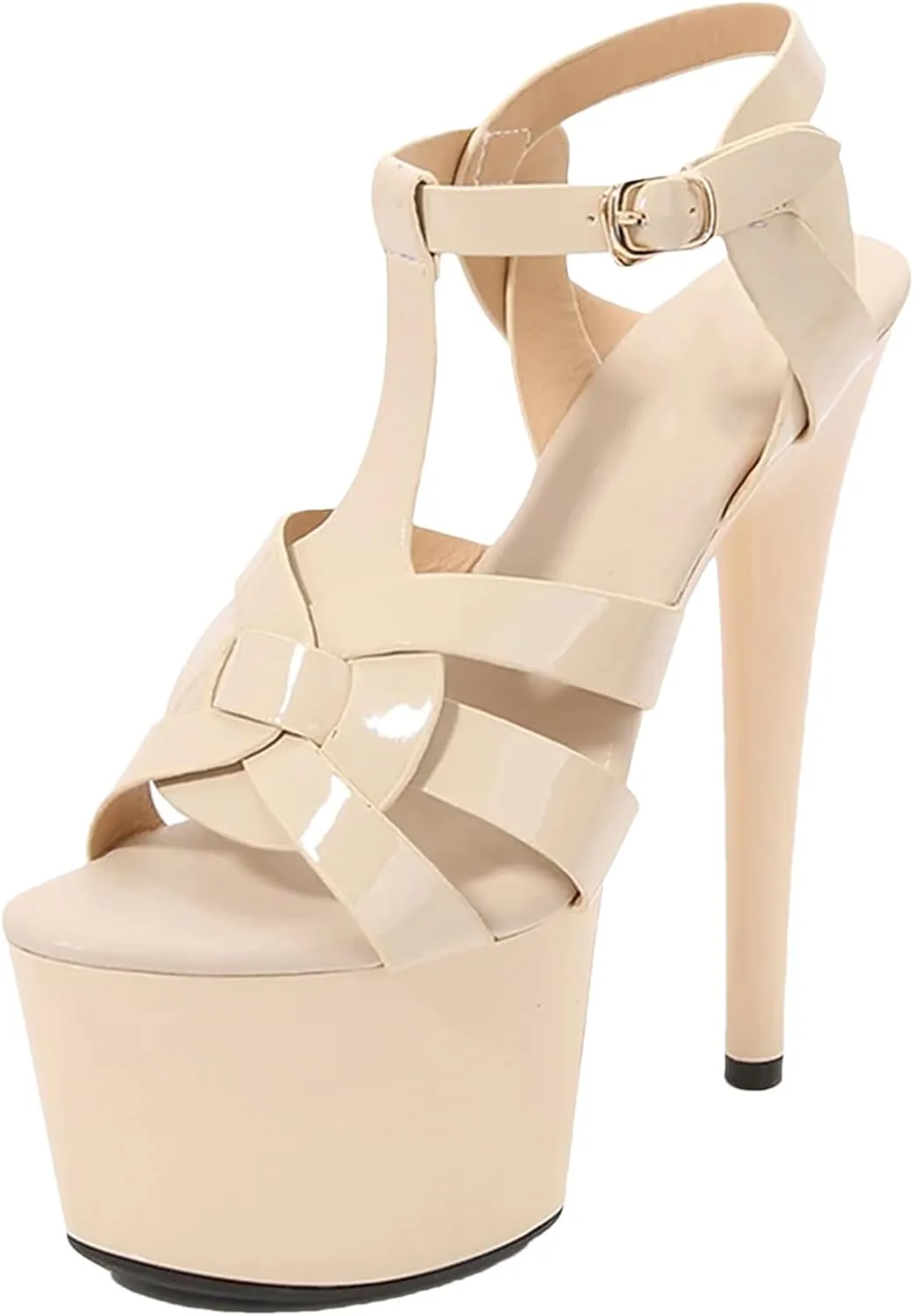 Women's 17cm/7" Beige Sandals - Starry Sky Gothic Pole Dance Pumps