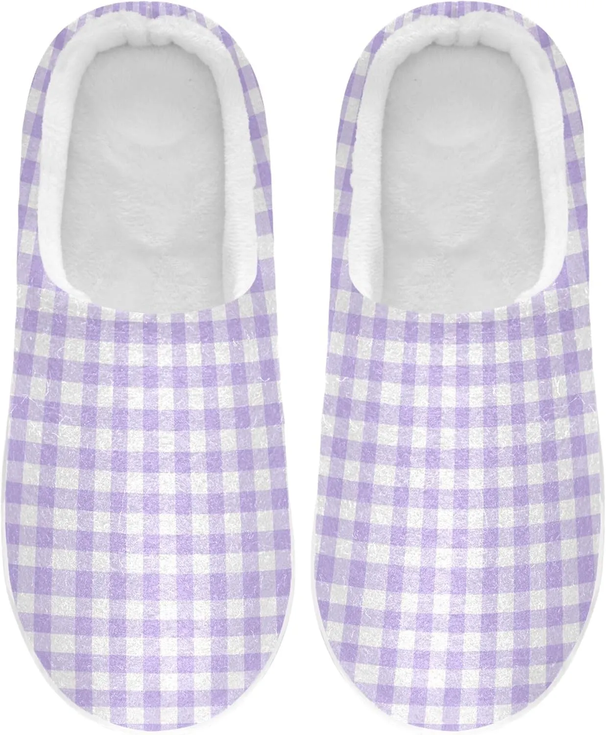 Women's Memory Foam House Slippers Plush Lining Anti-Skid Sole Slip On Warm House Shoes Indoor Outdoor Winter Bedroom M Gingham Purple Buffalo Plaid Tartan Check Scotland