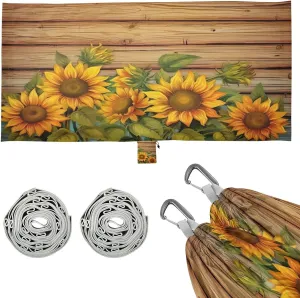 Wood Grain Sunflower Camping Hammock, Single Portable Hammocks with Tree Straps & Attached Carry Bag, 330Lbs Capacity Perfect for Outside Indoor Hiking Beach Backpack Travel