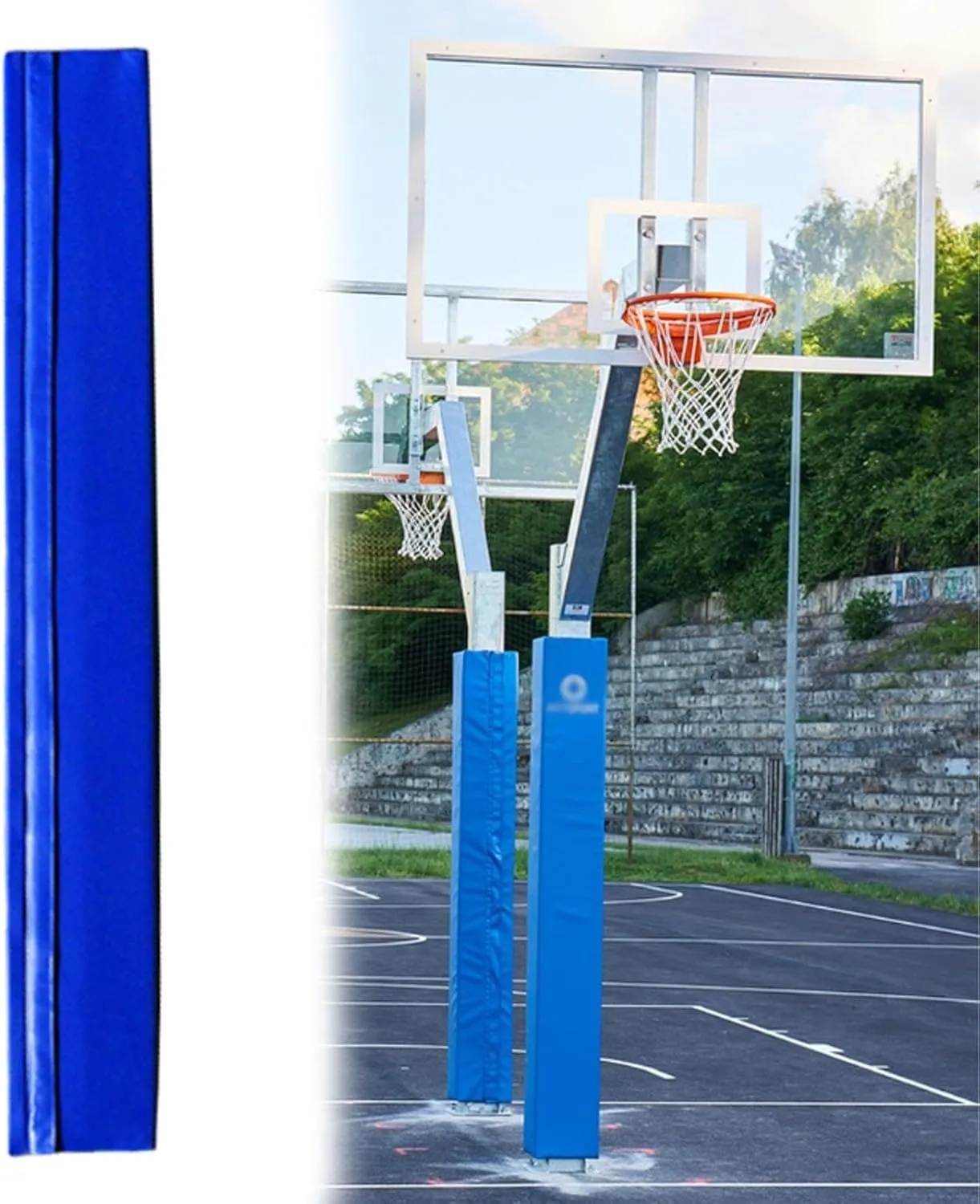 Wrap Around Basketball Pole Padding, Height 3 4 5 6 Feet Sports Courts/Playground/Basement Rod Padded with Nylon Fasteners, All-Weather Basketball Hoop Cover