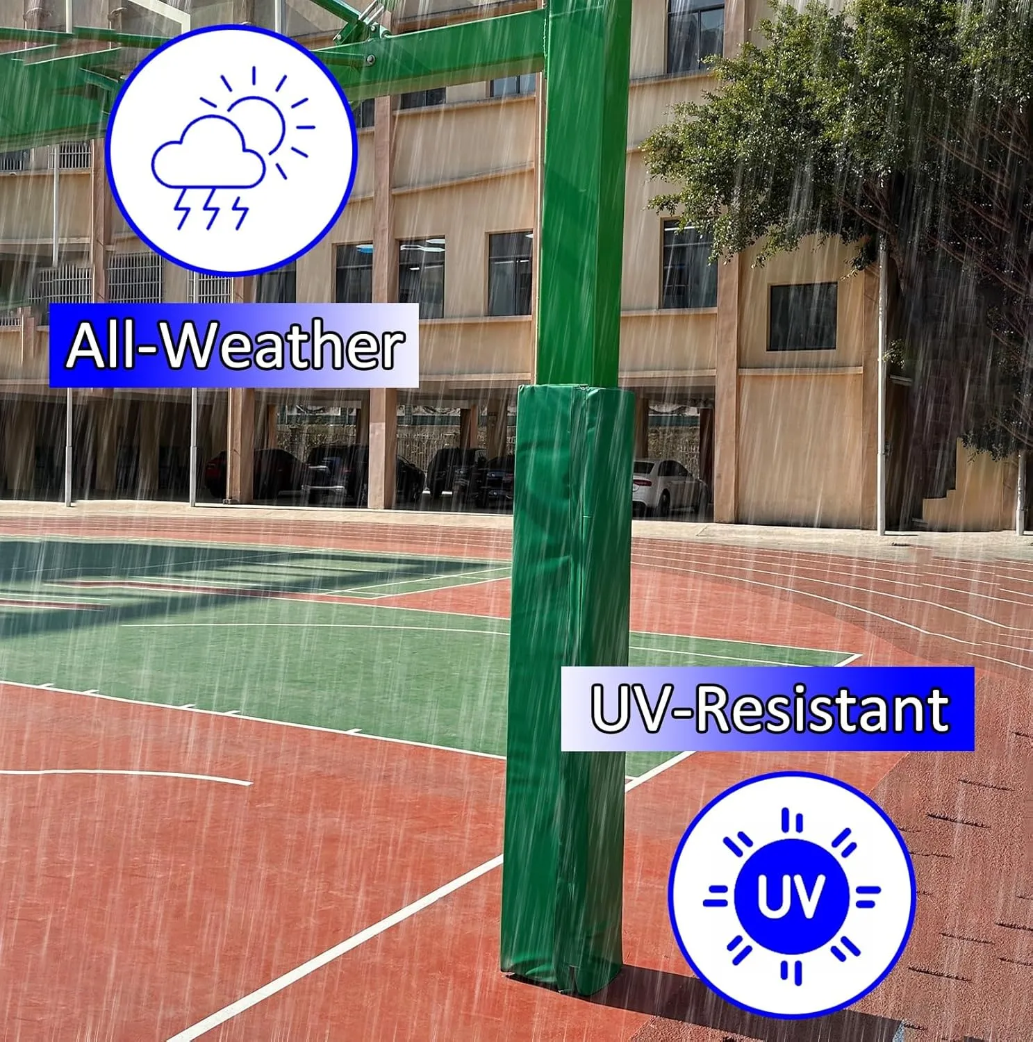 Wrap Around Square Pole Pads and Column Pads - 6x6 /7x7, 5.9' Tall Basketball Hoop Post Padding All-Weather, PU Foam Pole Cushion Pad Garage Basement(Yellow,18x18cm(7x7in))