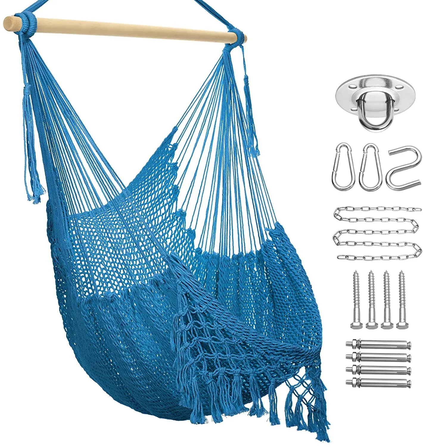 Y- STOP Hammock Chair Macrame Swing,Large Hanging Chair with Hardware Kits,Cotton Rope Swing Chair for Indoor,Outdoor Garden Yard (Grey)