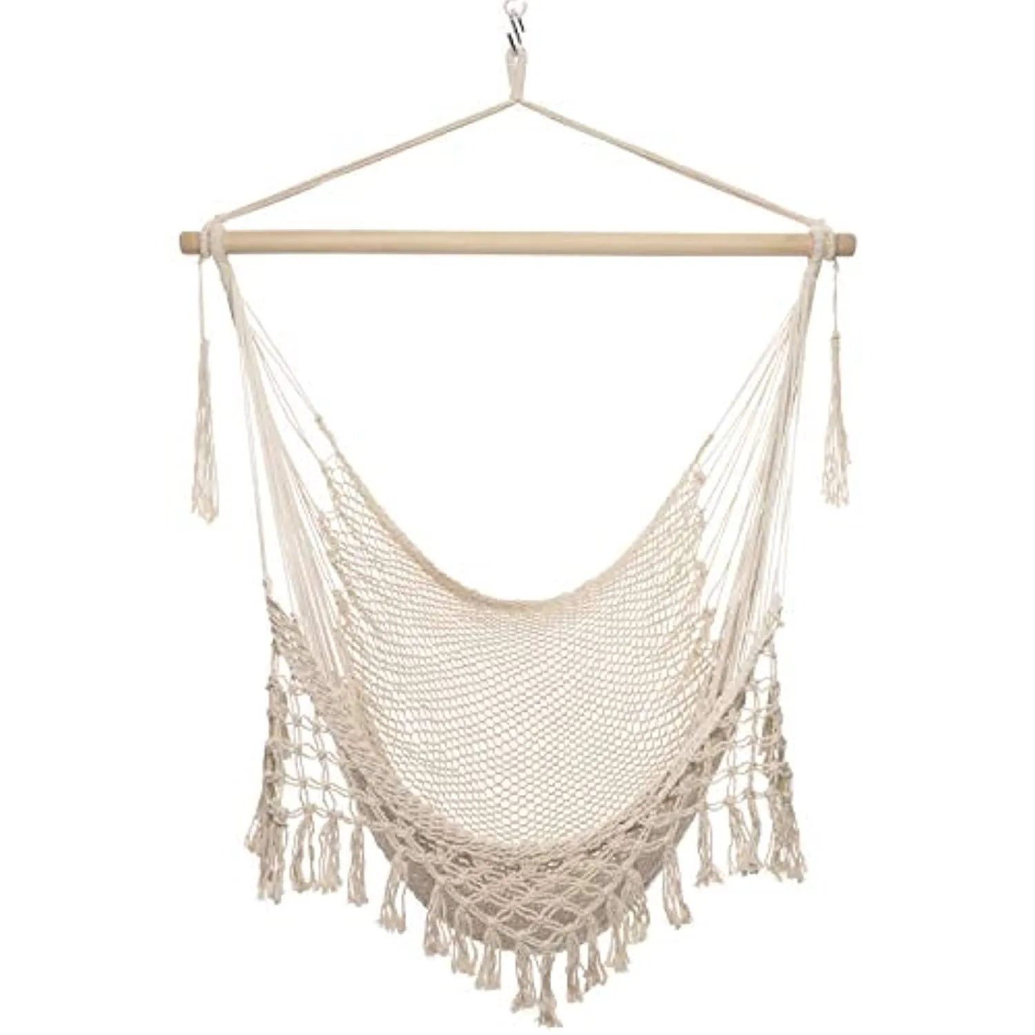 Y- STOP Hammock Chair Macrame Swing,Large Hanging Chair with Hardware Kits,Cotton Rope Swing Chair for Indoor,Outdoor Garden Yard (Grey)