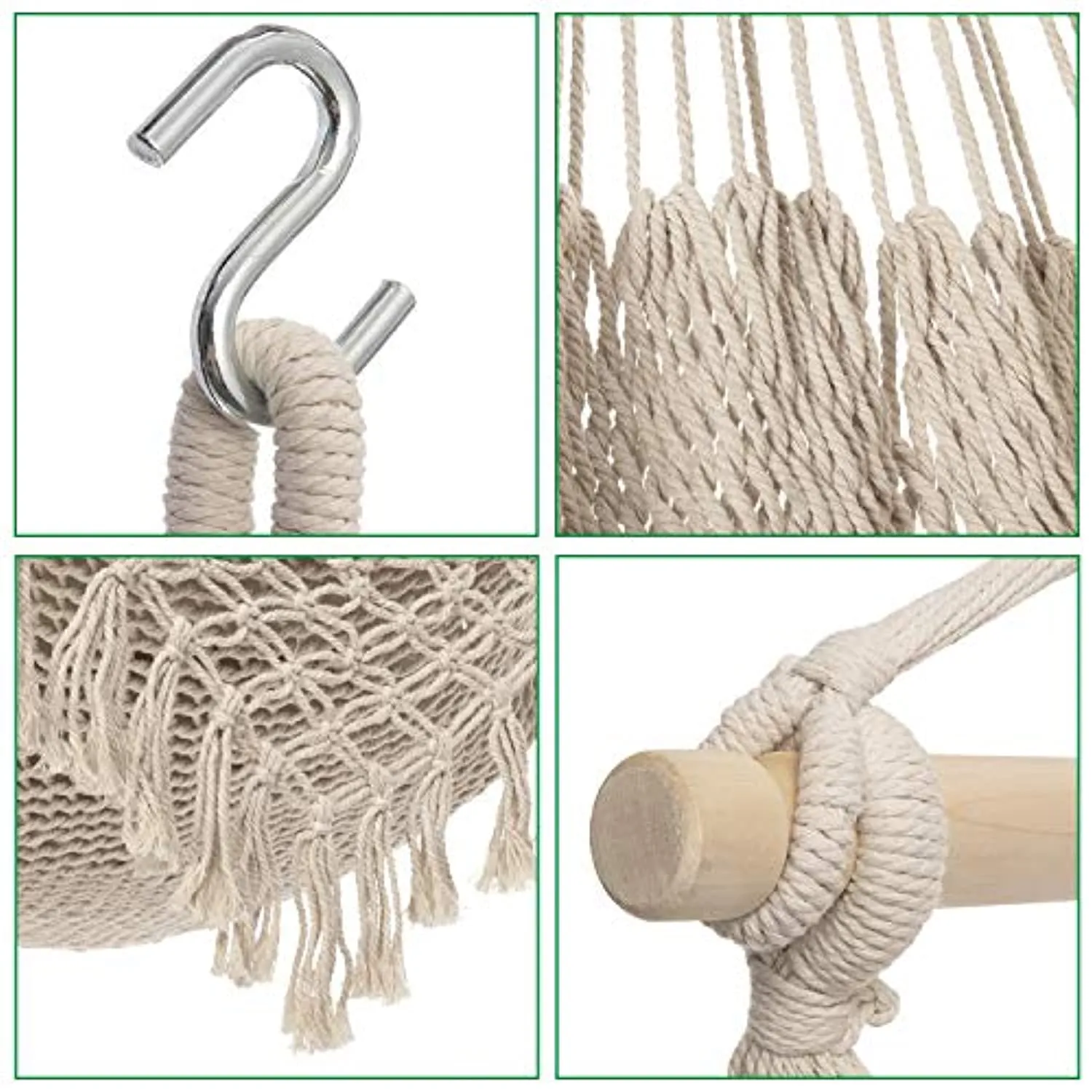 Y- STOP Hammock Chair Macrame Swing,Large Hanging Chair with Hardware Kits,Cotton Rope Swing Chair for Indoor,Outdoor Garden Yard (Grey)