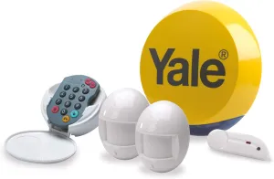 Yale YES-ALARMKIT Essentials Alarm Kit, Battery Powered, 5 Piece Kit, Self Monitored, No Contract, Wireless, PIR Movement Sensors, Door/Window Sensor External Siren, Keypad No Monitoring Fee