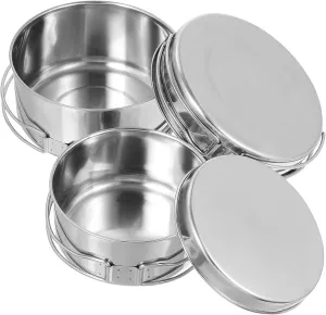 Yardwe 4pcs Stainless Steel Cooking Utensils Camping Pot Camping Pans Stackable Pans for Camping Pots Picnic Folding Camping Skillet Camping Cooking Utensils Camping Cookware Portable