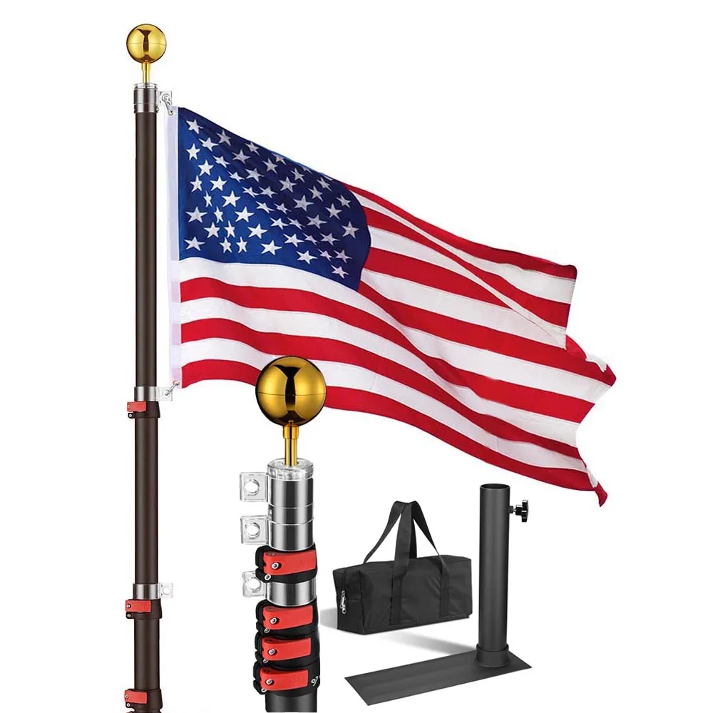 Yescom 25ft. Telescopic Flagpole with Tire Mount