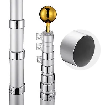 YESHOM 30 Ft. Flag Pole Kit Telescopic Aluminum 3'x5' US Flag Ball Fly 2 Flags