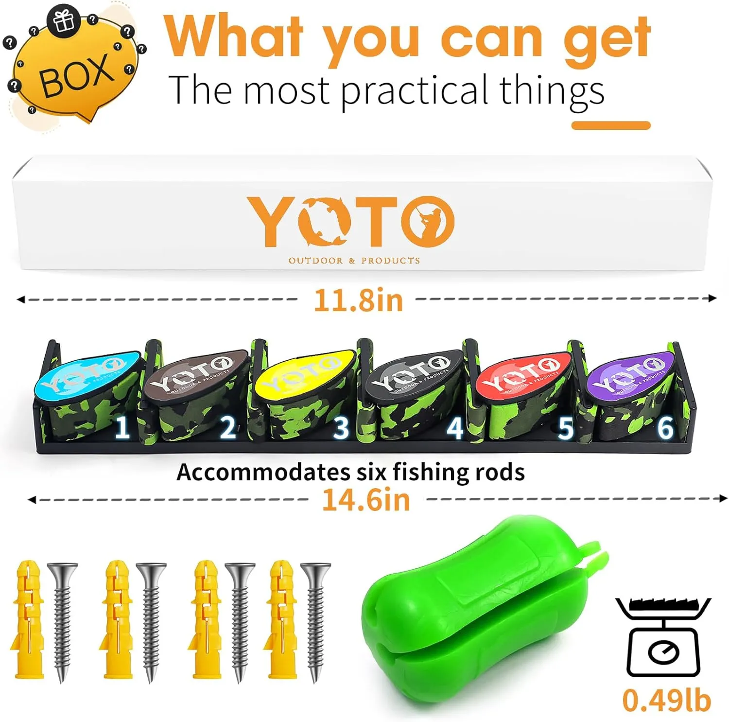YOTO Vertical Fishing Rod Holders 2Pack, Wall Mounted Fishing Rod Rack with 2Pcs Portable Fishing Rod Fixed Ball, Holds up to 6 Rods or Combos, Fishing Pole Holders for Garage