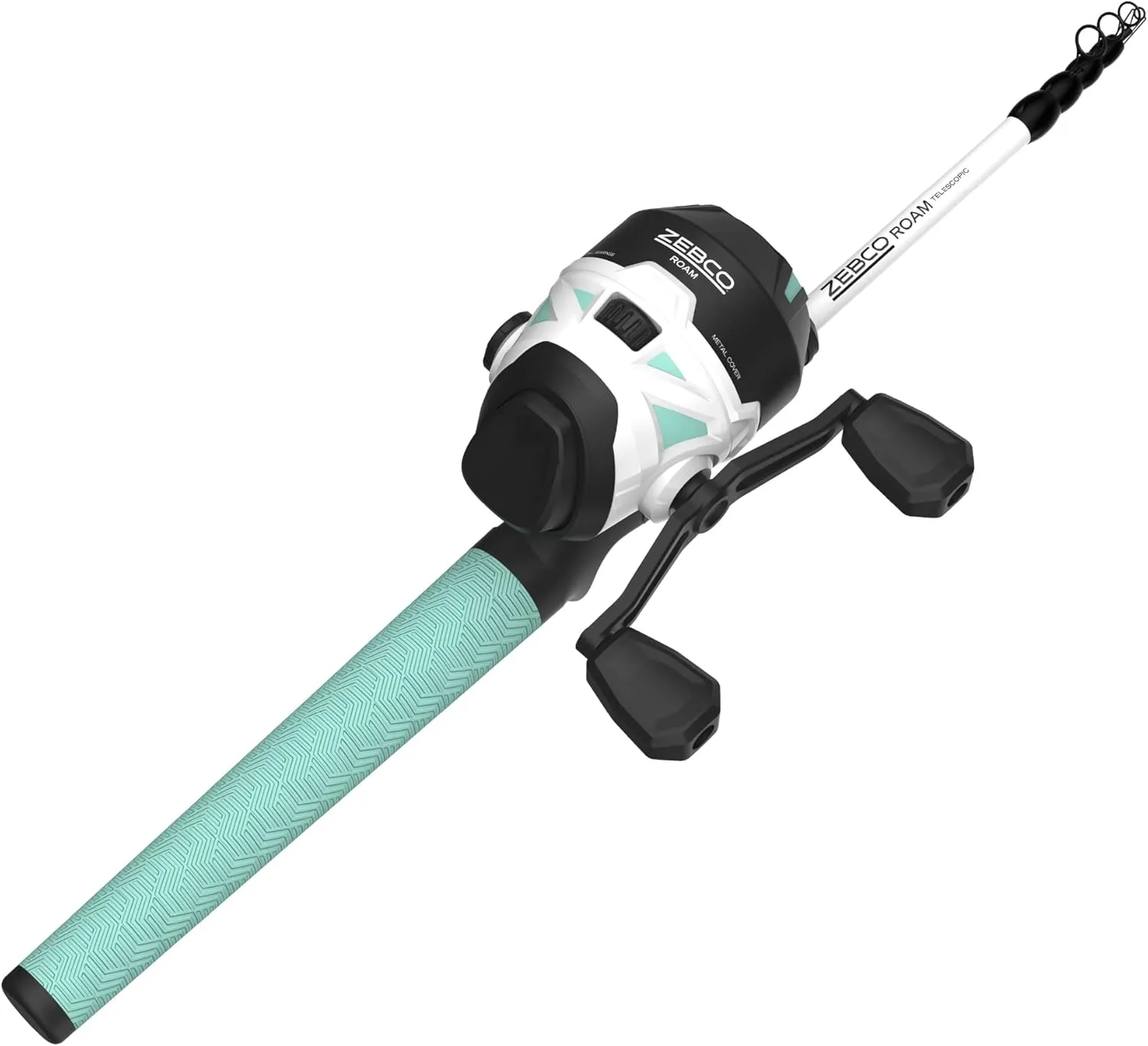 Zebco Roam Spincast Reel and Fishing Rod Combo, 6-Foot 2-Piece Fiberglass Fishing Pole with ComfortGrip Handle
