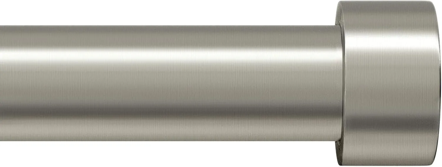Zeerobee Curtain Rods for Windows 48 to 84, Brushed Nickel Curtain Rod, Adjustable 1 Inch Heavy Duty Outdoor/Indoor Modern Drapery Pole, 32"-86"
