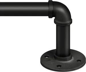 Zeerobee Curtain Rods for Windows 66 to 120, 1 Inch Industrial Wrap Around Black Curtain Rod, Indoor/Outdoor Room Divider Adjustable Drapery Pole, 66"-120"
