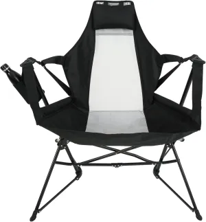 ZeHuoGe Hammock Camping Chair, Folding Portable Rocking Chair, Adjustable Back Swinging Chair with Pillow Cup Holder, Recliner with Carry Bag for Outdoor Travel Lawn Backyard (Black)